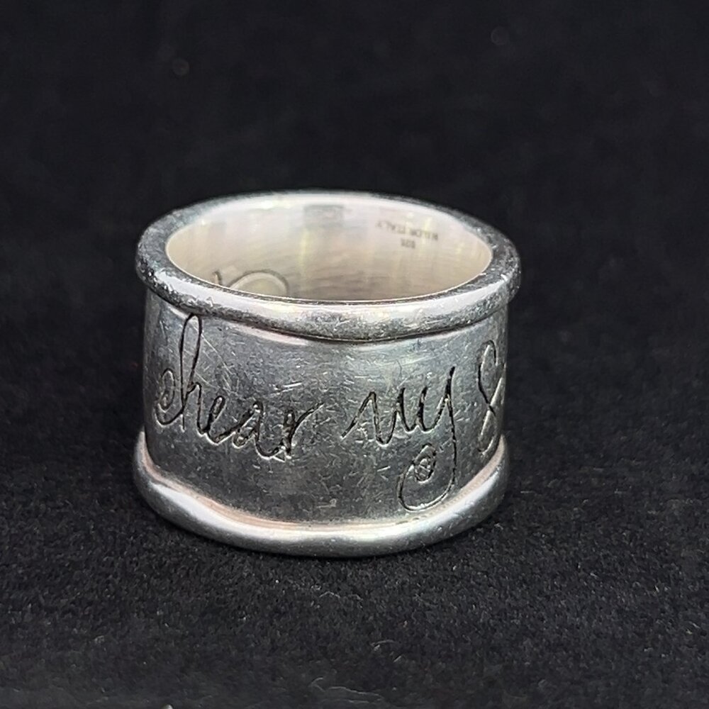 Shawn Killinger Sterling Silver 15mm Wide Band Hear My Soul Speak Ring SZ 7